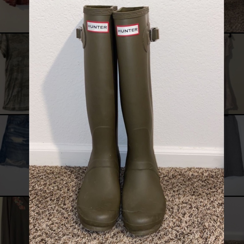 Hunter Boots Size 10 Olive Green
